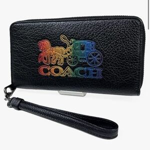 Coach Black Wallet with Multicolor Logo